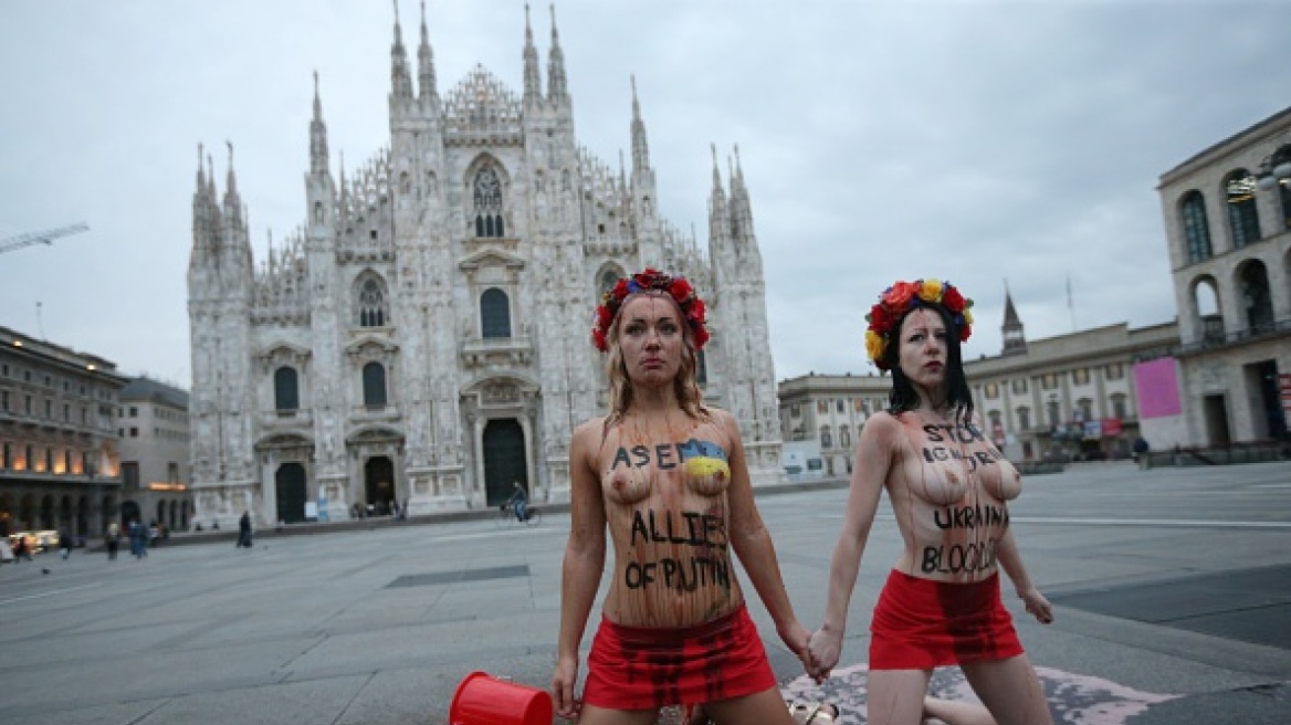 Οι Femen «ξαναχτύπησαν» - Γυμνόστηθη υποδοχή στον Πούτιν στο Μιλάνο